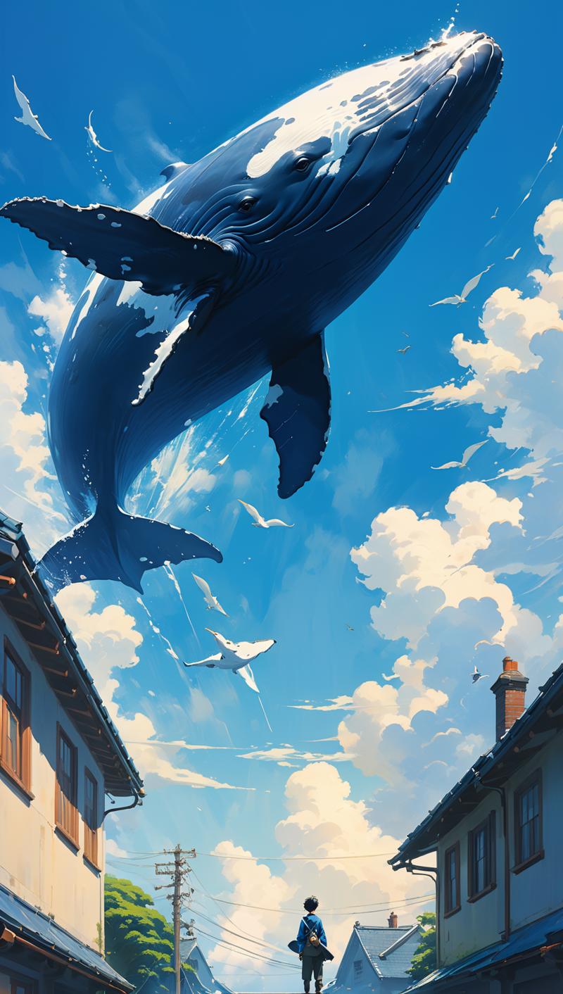 00719-1880621600-whale blue flying, in the sky clean, acrylic painting, trending on pixiv fanbox, palette knife and brush strokes, style of makot.png